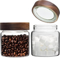 Patoper 16 oz Glass Jars with Acacia Wood Airtight Lids Spice Jar Herb Storage Canister with Wooden Lid Clear Glass Food Jar for Sugar Pantry Tea Coffee Bean Spice Cookies (500ml/16oz-2pack)