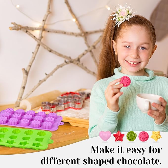 Flower Silicone Molds for Chocolate, 6 Pcs, 15-Cavity