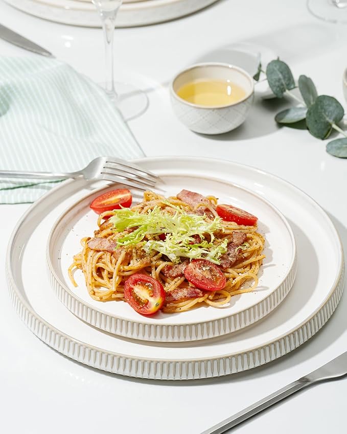 Getstar Dinnerware Sets, Plates and Bowls Sets (10.5” Dish + 8” Dish + 6” Bowl) for 4, Microwave and Dishwasher Safe, Ceramic Dinnerware Set (12 Piece)