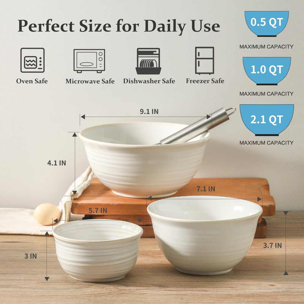 HASENSE Soup Bowls for Kitchen, 40 Ounce Large Cereal Bowls, 7 Inch Ceramic Serving Bowls for Salad Pasta Soup Popcorn, Dishwasher & Microwave Safe, Set of 4(Blue)