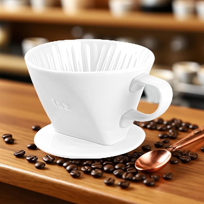 NBYHZLS Ceramic Pour Over Coffee Dripper, V-Shaped Coffee Filter Cone
