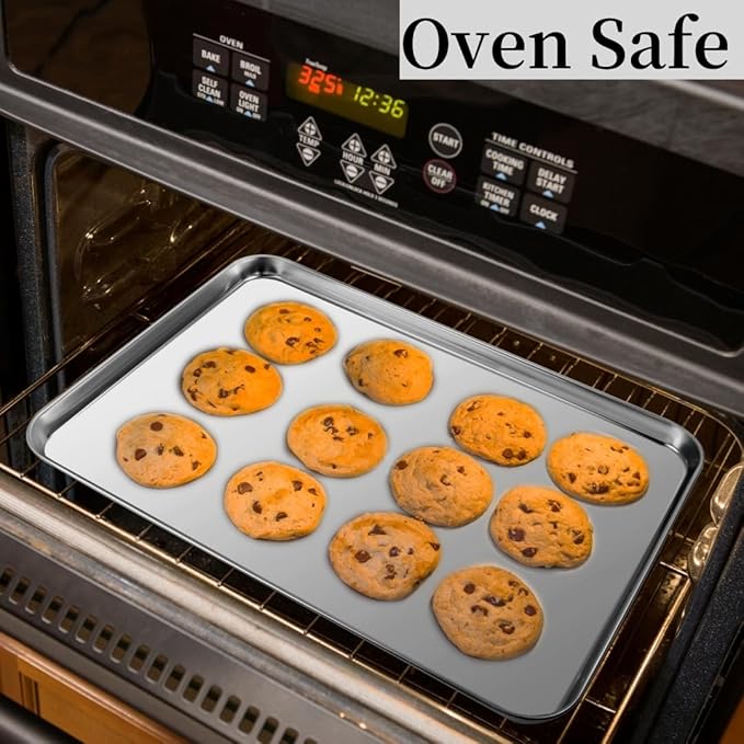 Baking Sheet Set of 3, Stainless Steel Baking Pans, 12/16/17.5 Inch