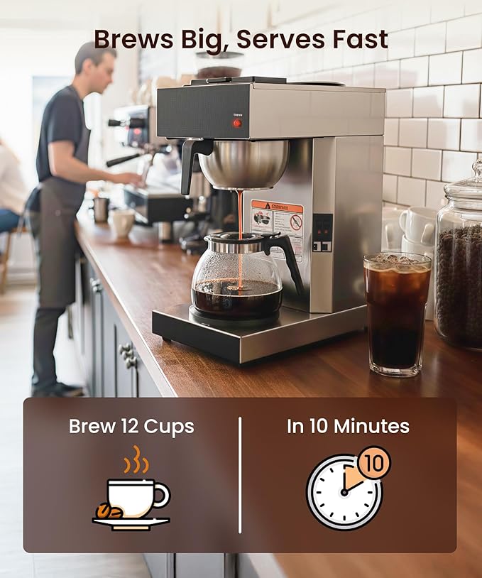 SYBO 12-Cup Commercial Pour Over Coffee Maker with 2 Warmers