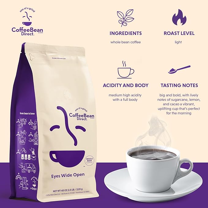 Coffee Bean Direct Eyes Wide Open, Whole Bean, 2.5lb Bag