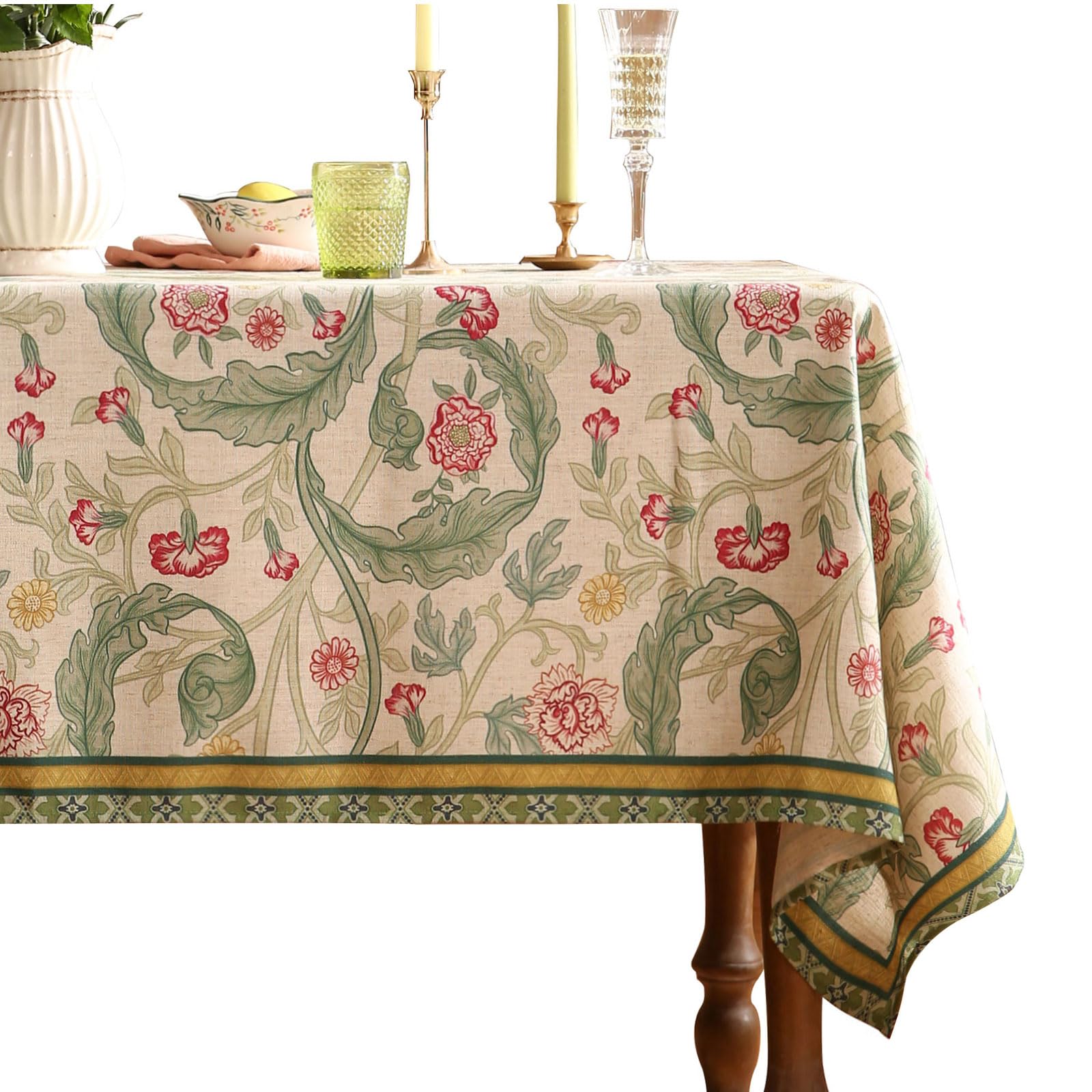 patdrea Vintage French Linen Tablecloth,Rectangular,110"x63"-Cecilia A