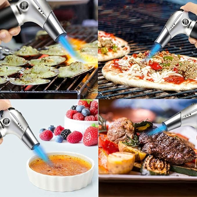 Kitchen Butane Torch, Safety Lock Adjustable Flame for Baking BBQ