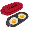 Livoanah Microwave Egg Cooker for 2 Eggs - Microwave Egg Poacher & Fryer for Breakfast Sandwiches, Quick Breakfast Maker, Nonstick, Dishwasher Safe, BPA-Free, Portable for Home, Travel & RV (Red)