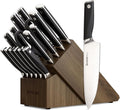 Astercook Knife Set, Kitchen Knives Set with Block and Sharpener Full Tang 17 Pcs German Stainless Steel Knives Sharp Blade Dishwasher Safe Premium Knife Set, Black Father Day Gifts for Men
