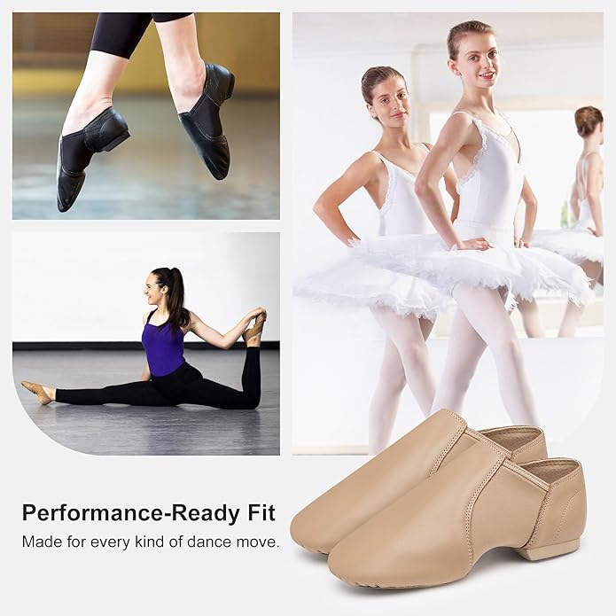 Stelle Jazz Shoes for Women Leather Dance Shoes Unisex (Tan,4MW)