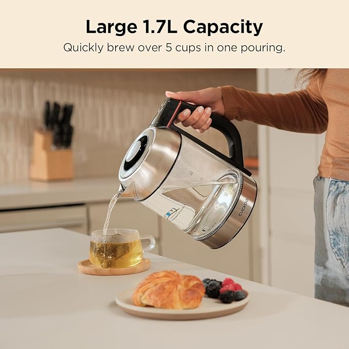 CUCKOO 1.7L Glass Electric Kettle with Tea Infuser, CK-G170BS