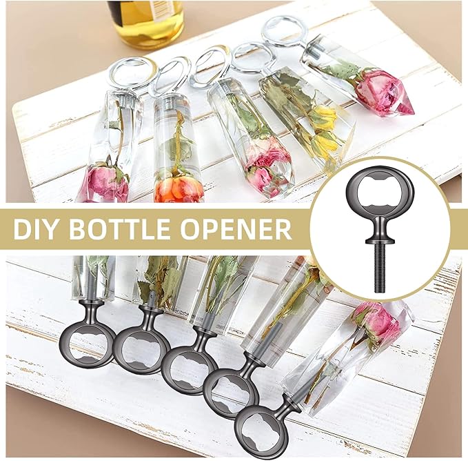 Yugada Metal Bottle Opener Kit - 10 Pcs Stainless Steel Inserts, DIY Beer Opener Hardware, Flat Black Inserts