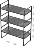 SOFRON Expandable Storage Shelf, Stackable Organizer Rack, Black Large 3 PK