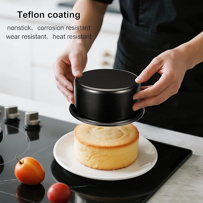 4 Inch Cake Pan, 3PCS Nonstick Small Cake Pans with 100PCS Parchment Paper