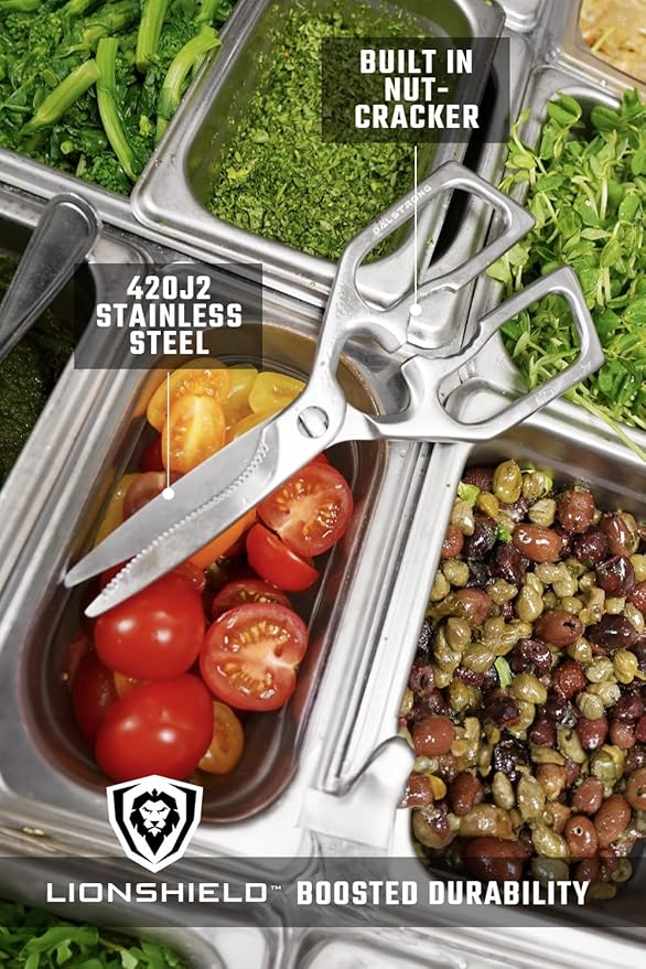 Dalstrong Kitchen Scissors — Japanese Stainless Steel Shears, Ambidextrous, Detachable for Cleaning — For Spatchcocking Chicken, Trimming Herbs, Pizza, Flatbread & Package Opening