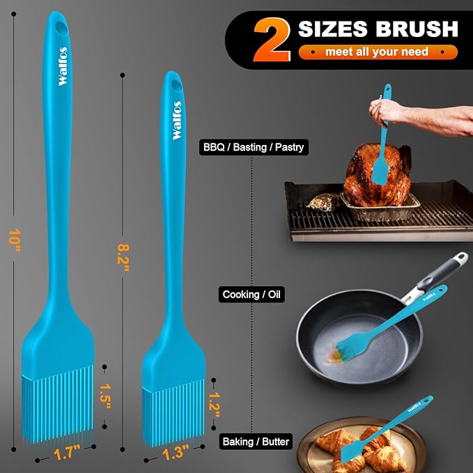 Walfos Silicone Basting Pastry Brush, 600℉ Heat Resistant Pastry Brush for BBQ Grill Baking Kitchen Cooking, BPA Free and Dishwasher Safe
