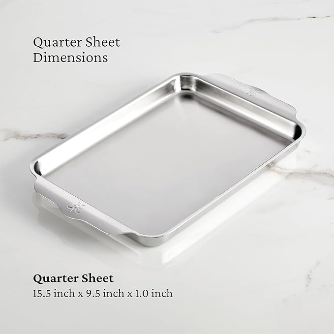 Hestan Provisions OvenBond – 3-Piece Tri-ply Baking Sheet Set Professional Stainless Steel Bakeware, Half & Quarter Sheets & Rack