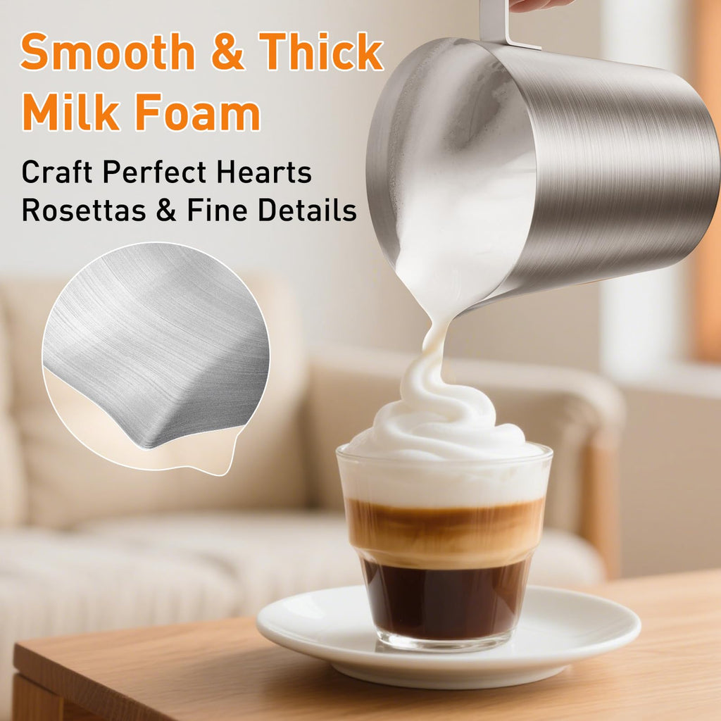 Secura 4-in-1 Electric Milk Frother, 17oz Stainless Steel Jug, Teflon-Free
