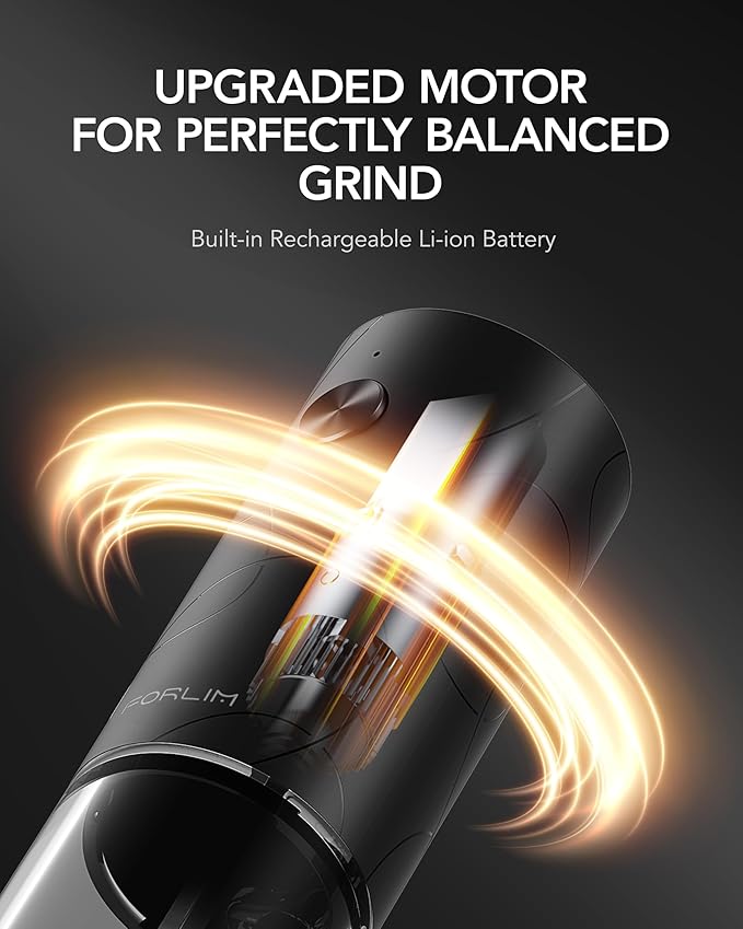 FORLIM Electric Salt & Pepper Grinder Set, Rechargeable 2 Pack, Dual Black
