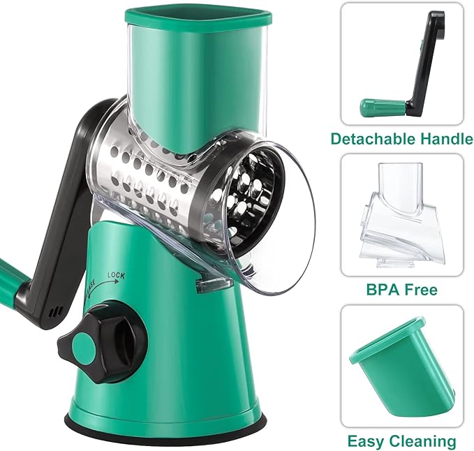 GDL Cheese Grater Hand Crank, Rotary Cheese shredder, Vegetable Slicer