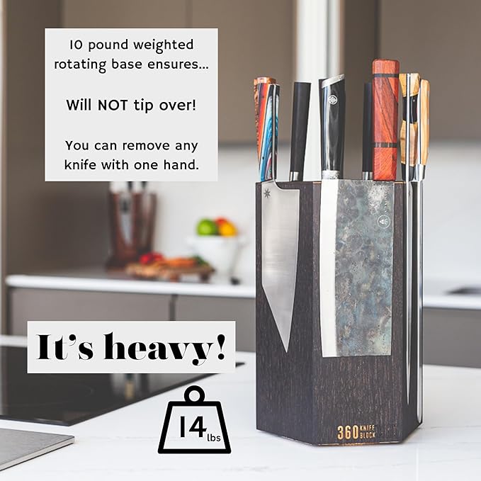 360KnifeBlock® MAX (black) ROTATING Magnetic Knife Block
