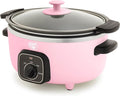 GreenLife 3.5QT Ceramic Nonstick Slow Cooker, Cooktop/Oven Safe, Pink