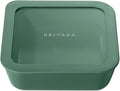 BRIVARA HOME Glass Food Storage Container with Lid, 5-Cup Medium Square | Microwave-Safe Airtight Lid, Oven-Safe Ceramic-Coated Glass | Zero Plastic, No PFAS/PFOA/BPA, Reusable [Pine]
