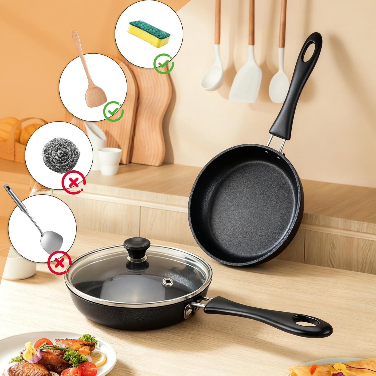 Mini Nonstick Egg & Omelet Pan – 4.7” Single Serve Frying Pan/Skillet, Diamond Infused, Multipurpose Pan Designed for Eggs, Pancakes, Dishwasher Safe