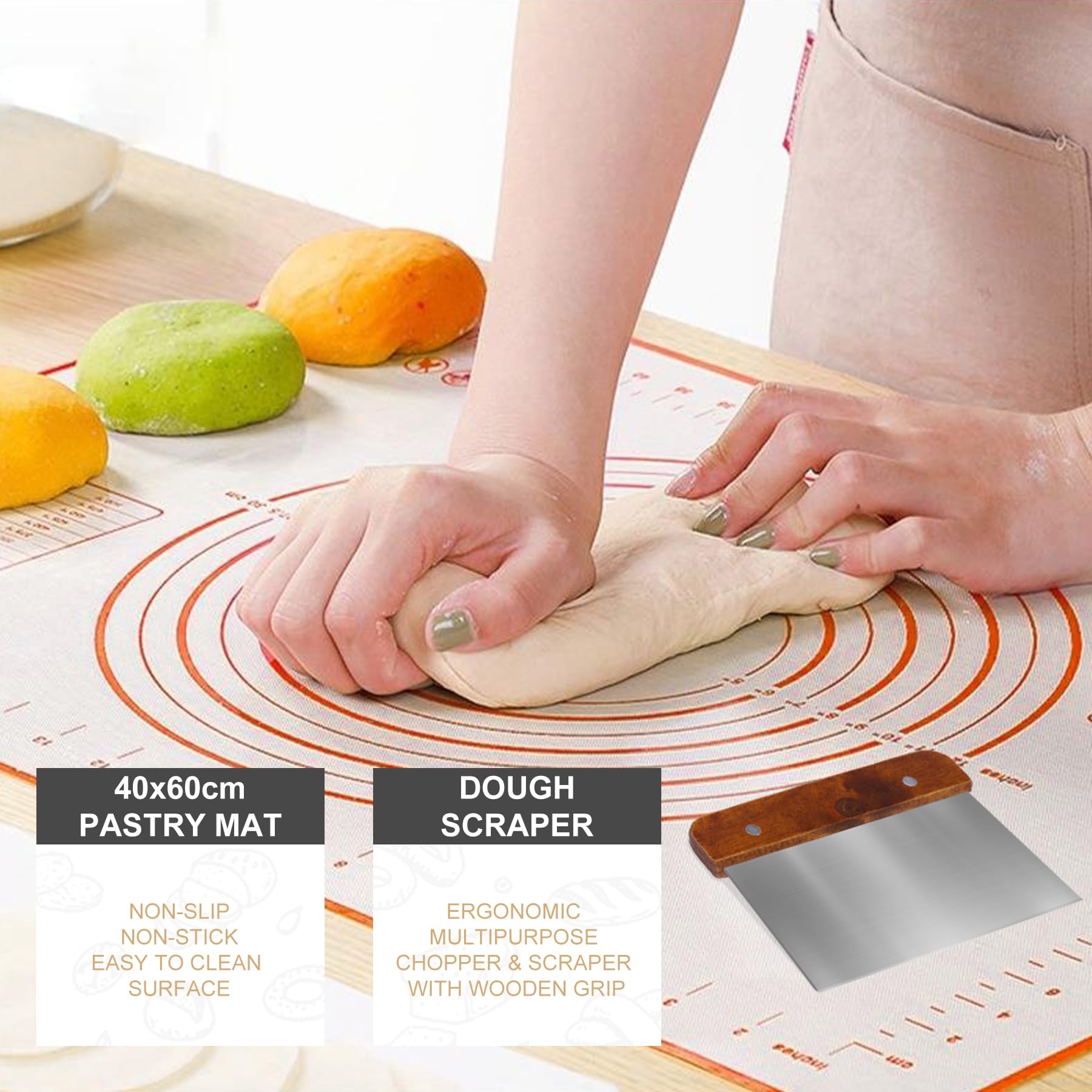 UDUK Sourdough Baking Kit, 10" & 9.6" Round Banneton Basket Set