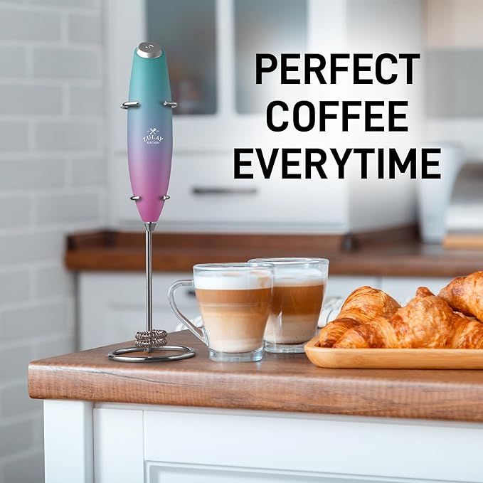 Zulay Powerful Milk Frother for Coffee with Upgraded Titanium Motor - Handheld Electric Whisk, Milk Foamer, Mini Mixer & Coffee Blender for Frappe, Latte, Matcha, No Stand - Orchid Fade