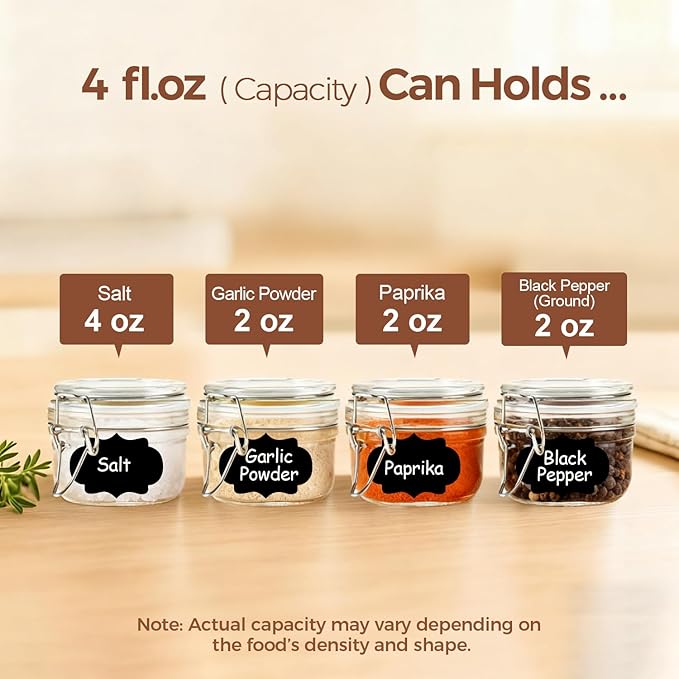 ComSaf Small Mason Glass Jars with Airtight Lids 4 oz 6 Pack Pantry