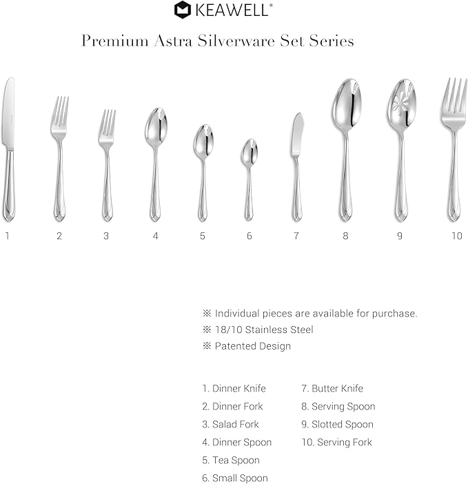 KEAWELL Premium Astra 4-Piece 9-Inch Serving Spoon Set (4, Serving Spoons)