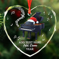Customized Text Name & Year Piano Christmas Glass Ornament, Piano Lover Christmas Ornaments 2026, Personalized Pianist Xmas Tree Ornament, Musical Instrument Xmas Decor Gift for Son Daughter