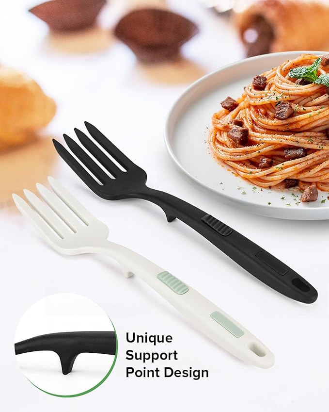 Silicone Flexible Fork, 11.6 Inch Heat Resistant Cooking Fork (BW)