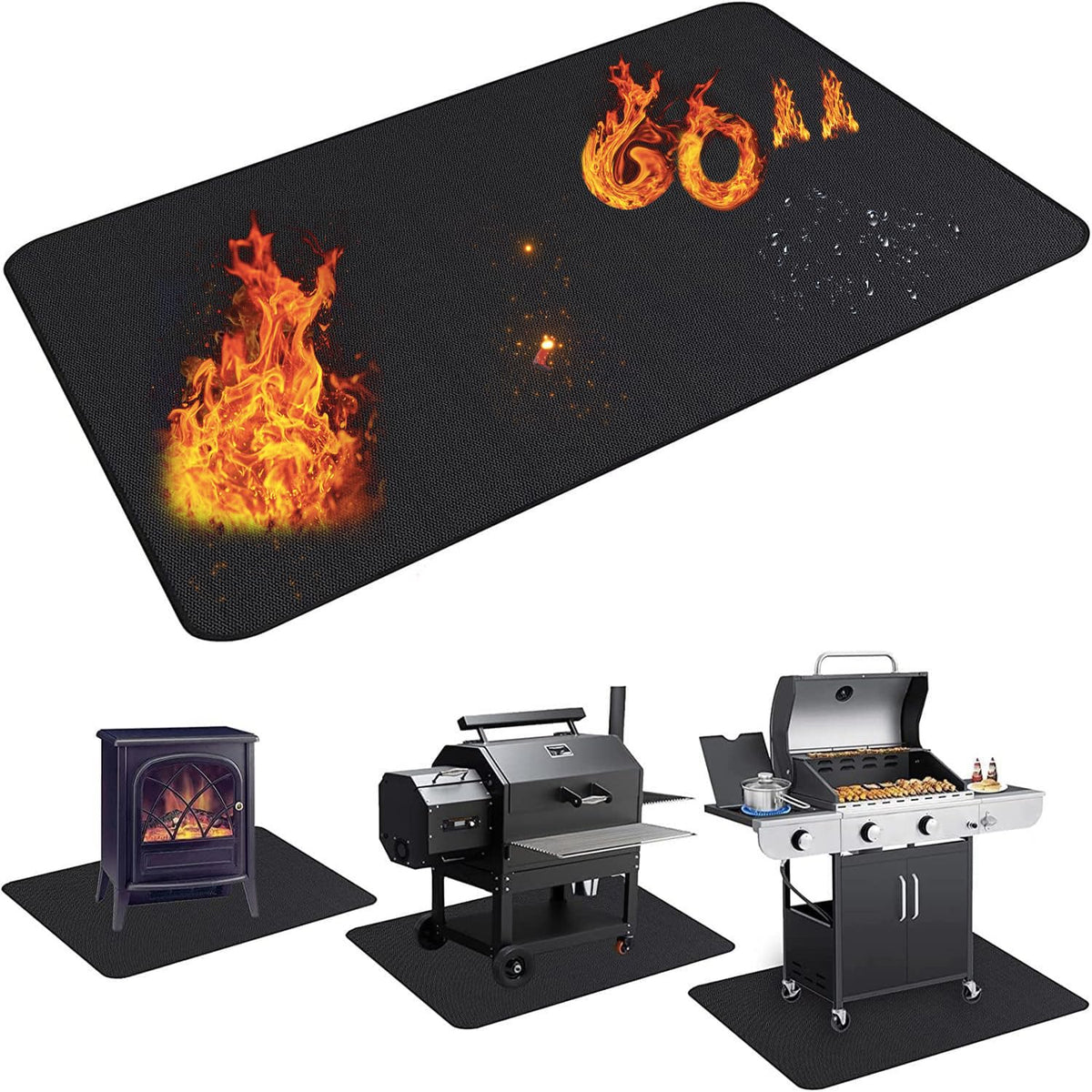 UBeesize 60x36 inch Under Grill Mat for Outdoor Grill Deck Protector
