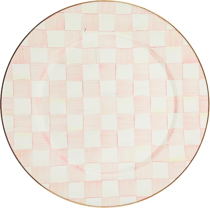 MACKENZIE-CHILDS Enamel Serving Platter, Pink-and-White Rosy Check
