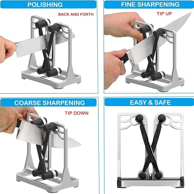 Knife Sharpener Tool with Self-Adjusting, Stainless Steel Tungsten Carbide