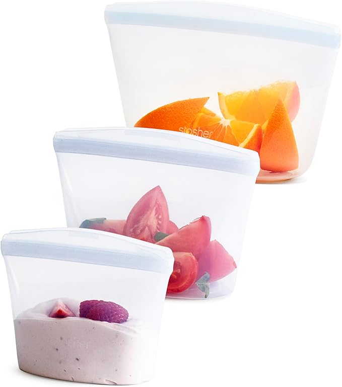 Stasher Premium Reusable Silicone Food Storage Bags, 3-Pack, Clear