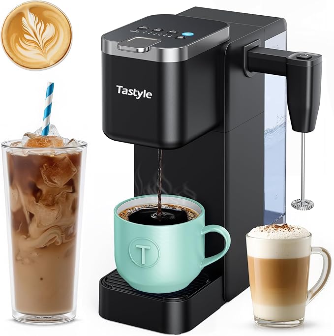 Tastyle Single Serve Coffee Maker with Built-in Detachable Milk Frother
