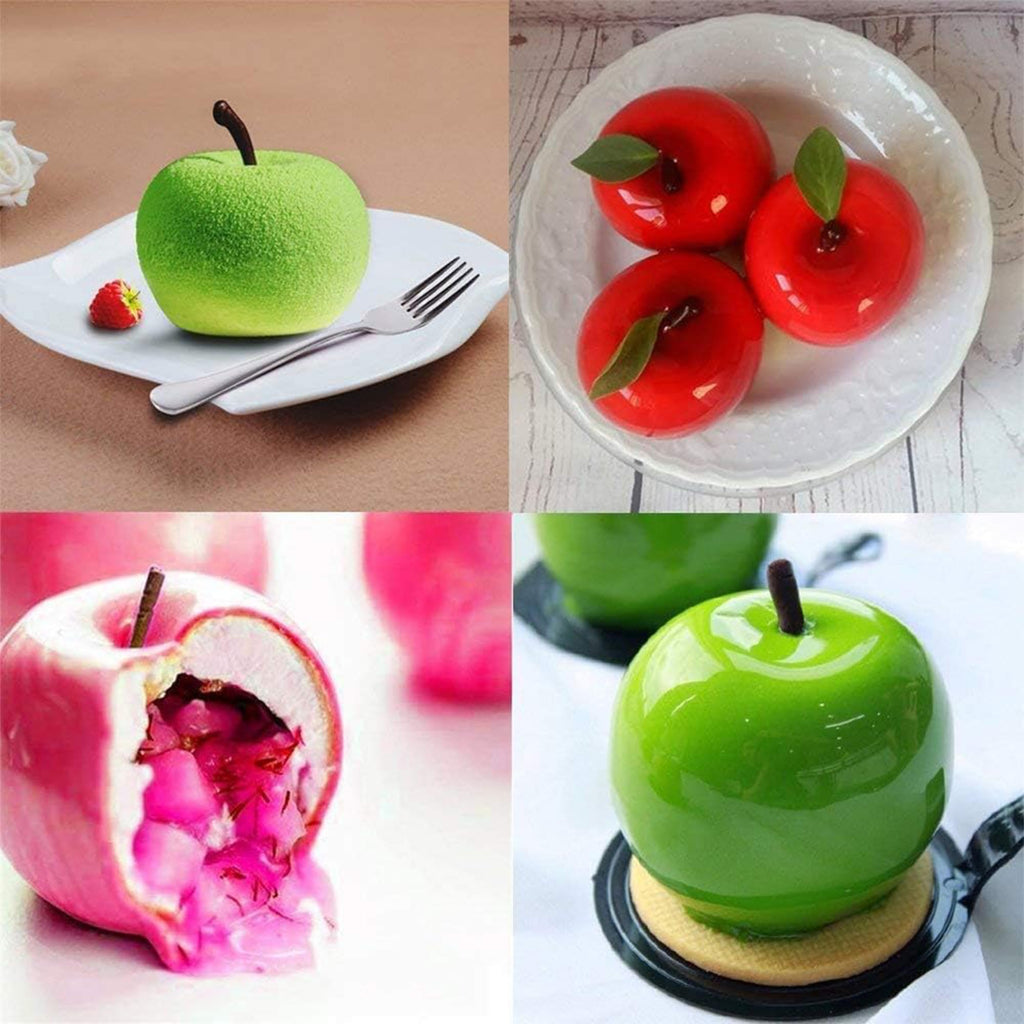 OCPO Kitchen Apple Silicone Mold for Baking Mousse Cake, 8 Cavities
