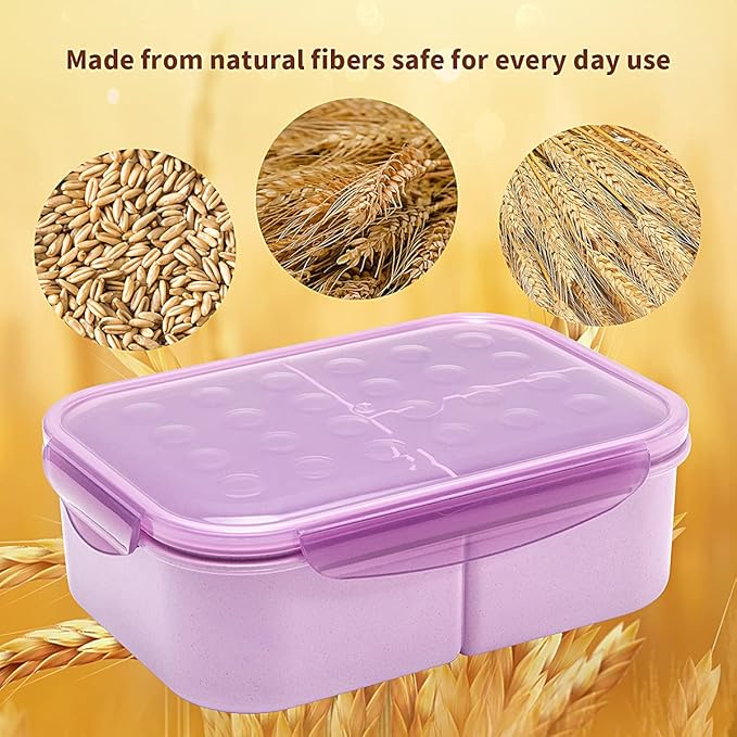 MISS BIG® Large Bento Lunch Box for Adults, 1900ml, 3 Compartments, Purple