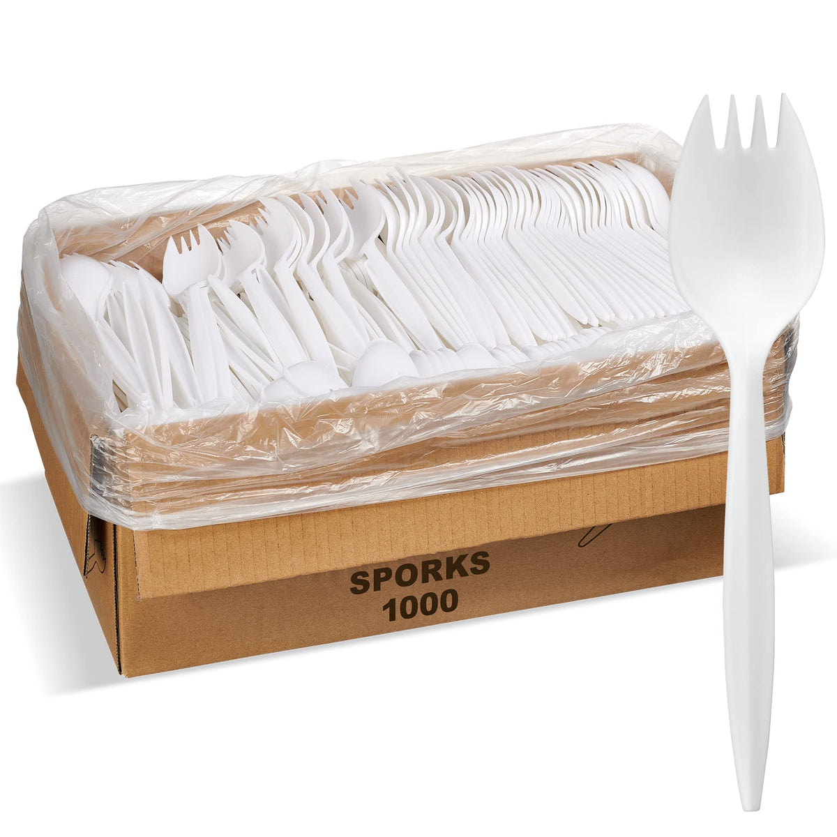1,000 Plastic Disposable Cutlery Bulk Variety Pack Black Medium Weight