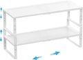 Wobmmi Expandable,Adjustable & Stackable Spice Rack, Cabinet Kitchen Countertop Shelf Organizer,Metal Pantry Storage Shelves - Space-Saving Storage Solution(2Packs/White/Large)