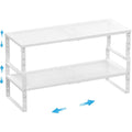 Wobmmi Expandable,Adjustable & Stackable Spice Rack, Cabinet Kitchen Countertop Shelf Organizer,Metal Pantry Storage Shelves - Space-Saving Storage Solution(2Packs/White/Medium)