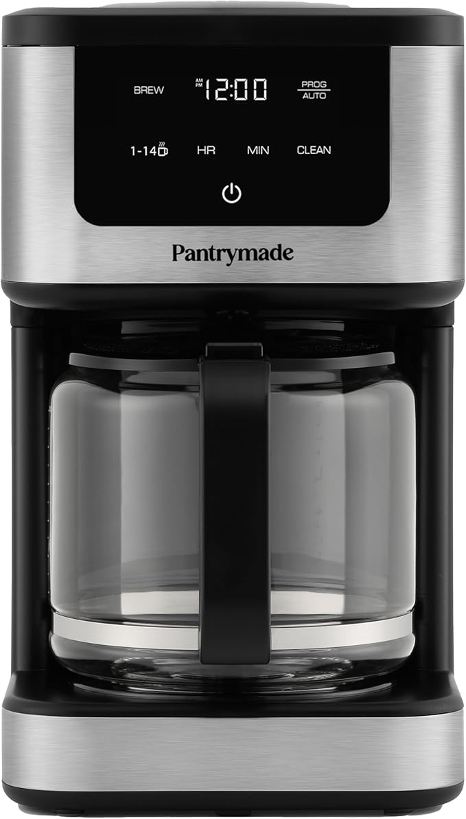 Pantrymade Deluxe 14 Cup Programmable Drip Coffee Maker with Glass Carafe | Large Capacity Coffee Maker 14 Cup with, Auto Shut-Off & Timer | Classic Black