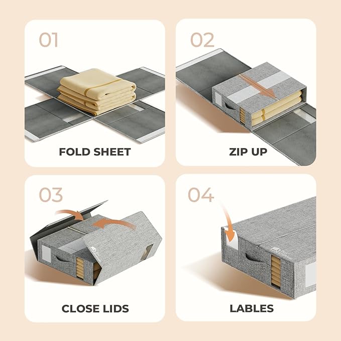 ZenStorage Sheet Organizers and Storage for Linen Closet, 6Pack Grey