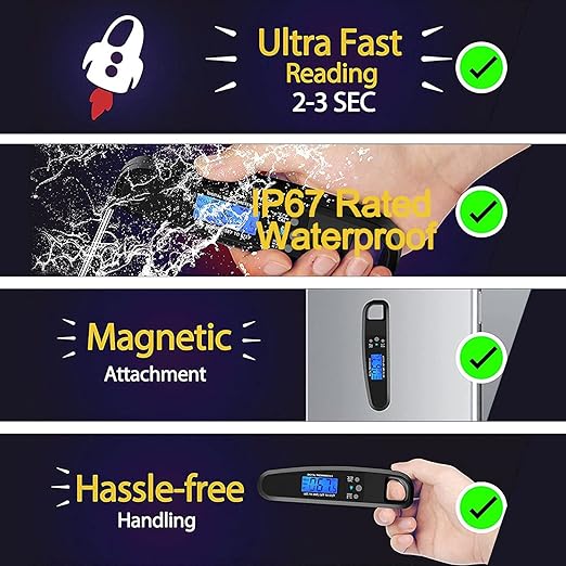 LIKEPAI Black Meat Thermometer Digital Food Thermometer for Cooking