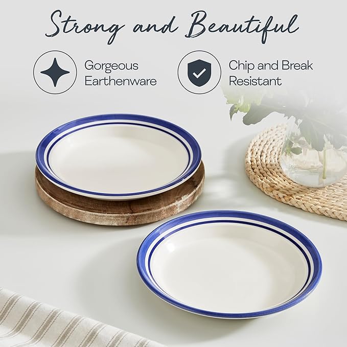 Portmeirion Potter's Stripe Salad Plate - Blue, Set of 4