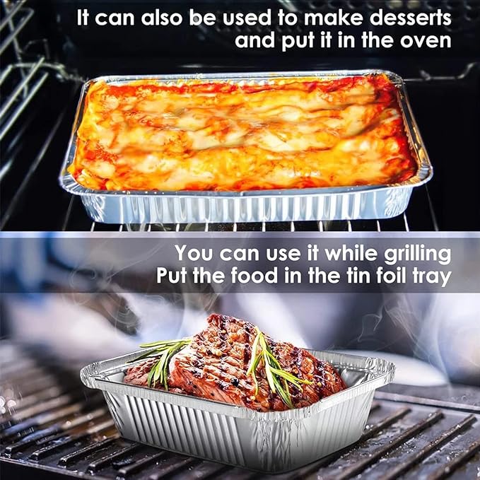 Waytiffer Aluminum Pans 9x13 Disposable Foil Pans (10 Pack) Half Size Deep Steam Table Pans Extra Thick for Baking, Cooking, Roasting, Heating, Serving & Lining Steam-Table Trays