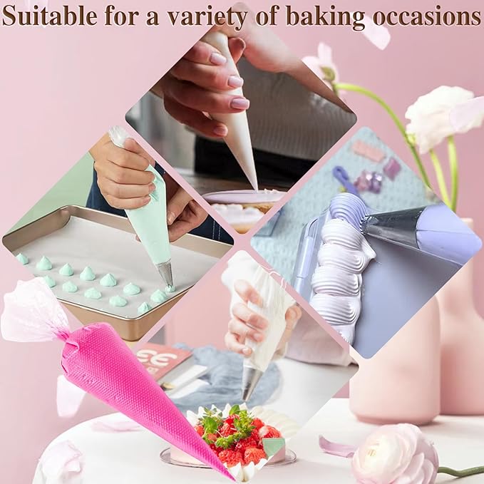 18 Inch Piping Bags, 400pcs Disposable Decorating Pastry Bags, Large Thickened Plastic Anti-Burst Non-Slip Icing Bags for Cookie and Cake Decorating (18 inch)