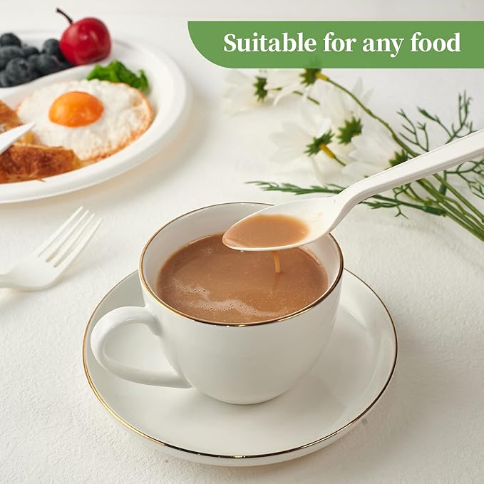 ECOLipak 150 Pack 7 Inch CPLA Disposable Compostable Spoons for Party